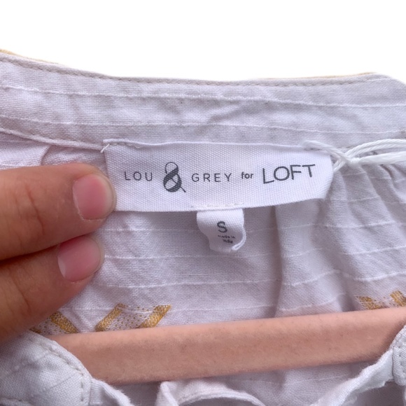 Lou & Grey For Loft Getaway Peasant Blouse White Women's Small 100% Cotton - Picture 4 of 7